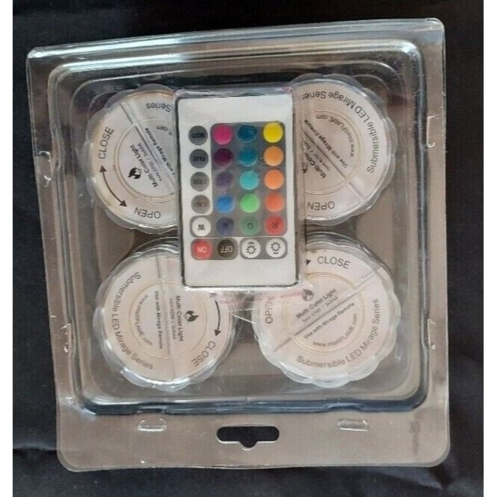 12-Submersible Remote Controlled Multi-Color LED Lights. 3 Packs 4 ea.WATERPROOF